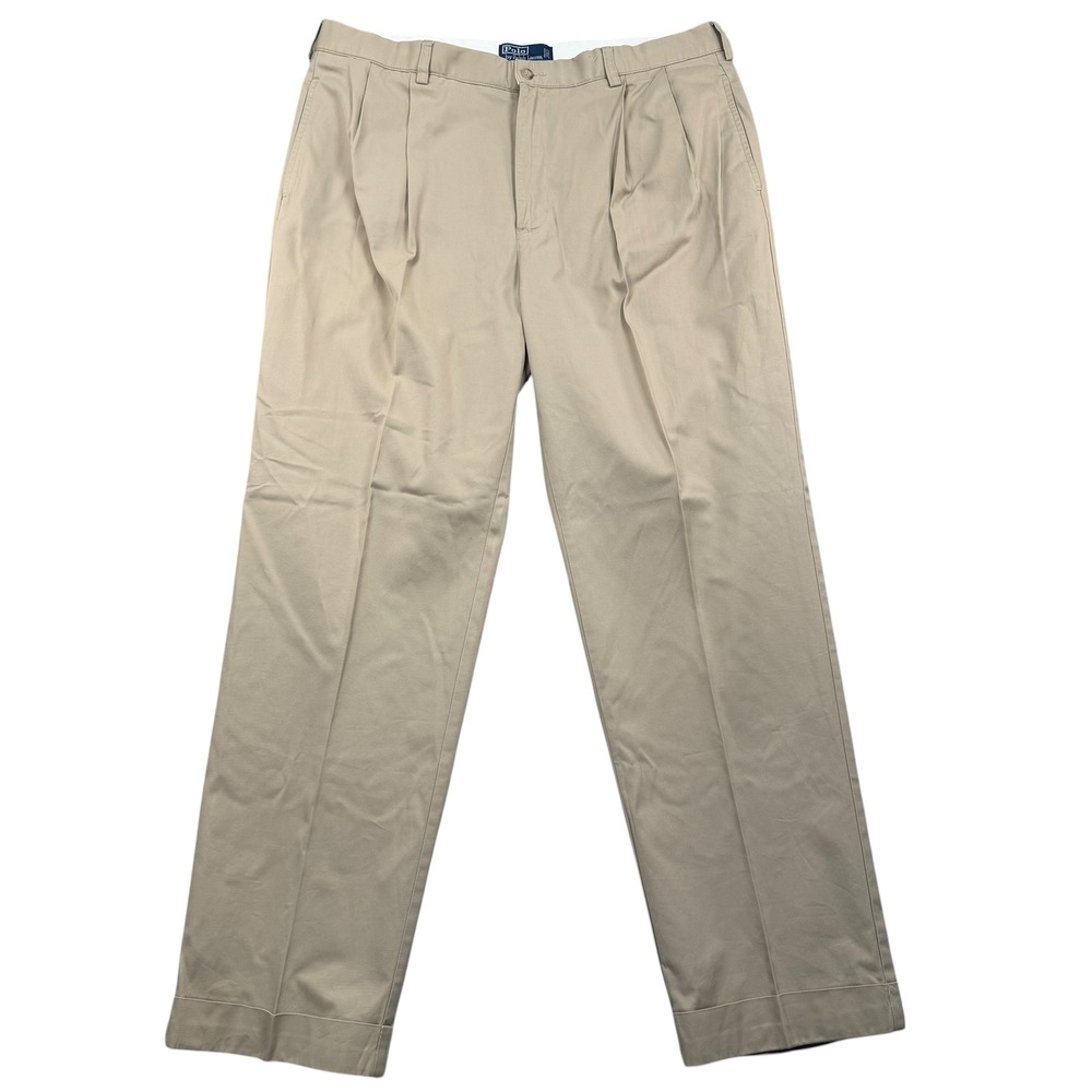 Polo Ralph Lauren Hammond Pant Mens 38/32 Khaki Tan Pleated Chino Trousers 1634